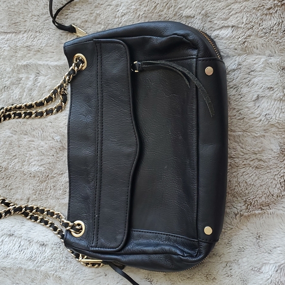 Rebecca Minkoff Black Leather Medium Convertible Shoulder Bag Gold Hardware - Picture 5 of 8